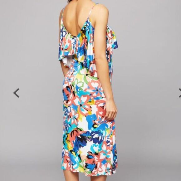 Rachel Pally Dress Floral Flounce Size small Jae‎ Floral Cold Shoulder Midi - Picture 8 of 8